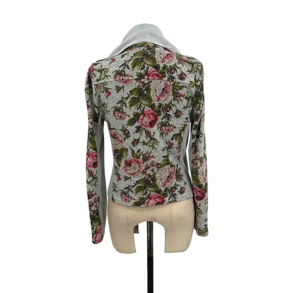Anthropologie Saturday Sunday Florascape Moto Jacket Sweatshirt Gray Size Small - Picture 7 of 12